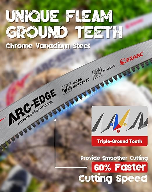 EZARC 5 Pieces Japanese Teeth Reciprocating Saw Blade Set, Arc Edge Wood Pruning Saw Blades 6TPI for Tree Trimming, Wood Cutting, 12 Inch/15 Inch