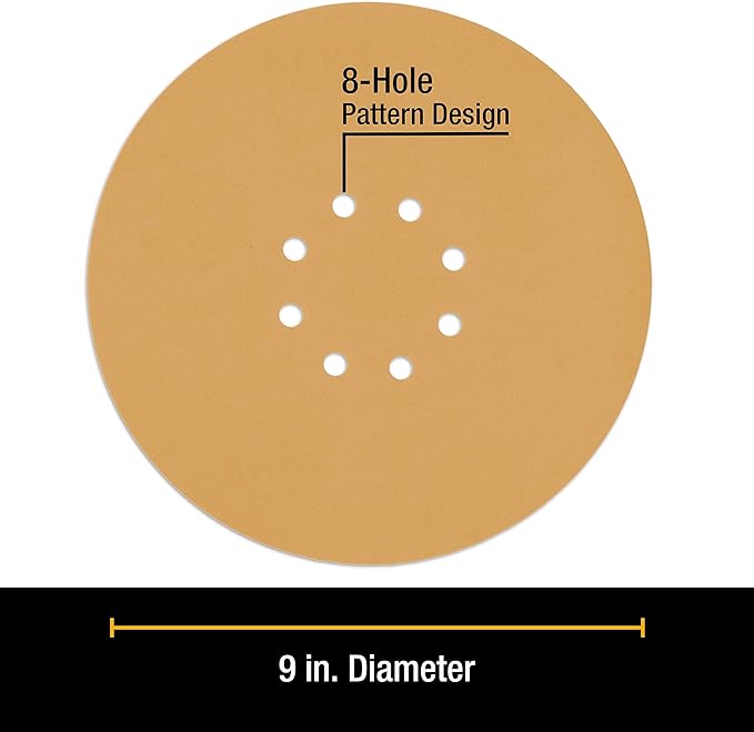 Dura-Gold Premium 9" Drywall Sanding Discs Variety Pack Box - 60, 80, 120, 180, 240 Grit (2 Discs Each, 10 Total) - 8 Hole Pattern Sandpaper Discs with Hook & Loop Backing, Fast Cut For Power Sander
