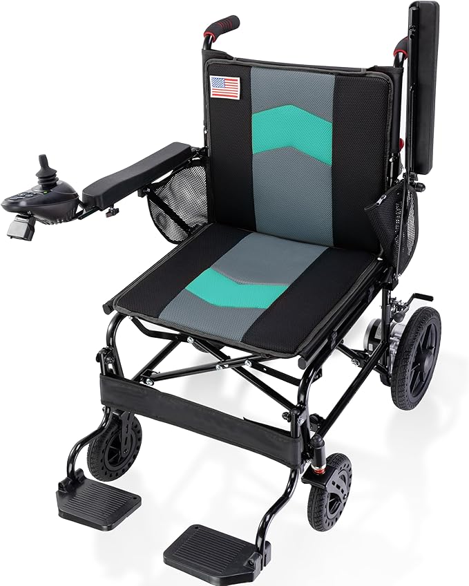 Goldseason 22??Widest Seat Electric Wheelchairs for Adults - Foldable Portable Lightweight Motorized Wheelchair, 500W Motor, 15 Mi Range & 350lb Load Capacity, Home, Park, Travel & All-Terrain, Blue