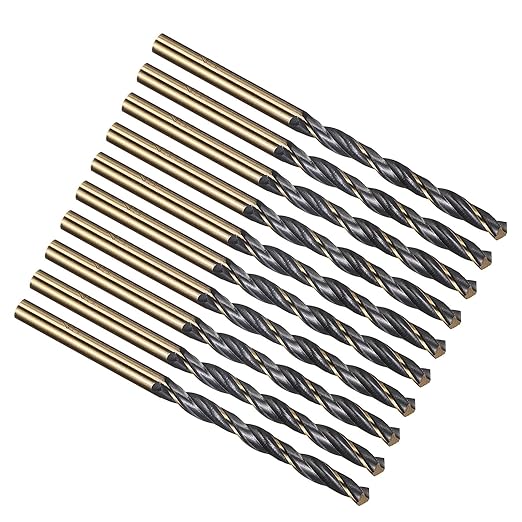 PATIKIL 4.2mm Drill Bit, Jobber Straight Shank 4341 High-Speed Steel 118째 Black and Gold Finish for Medium-Hard Metal Steel Acrylic - 10 Pack