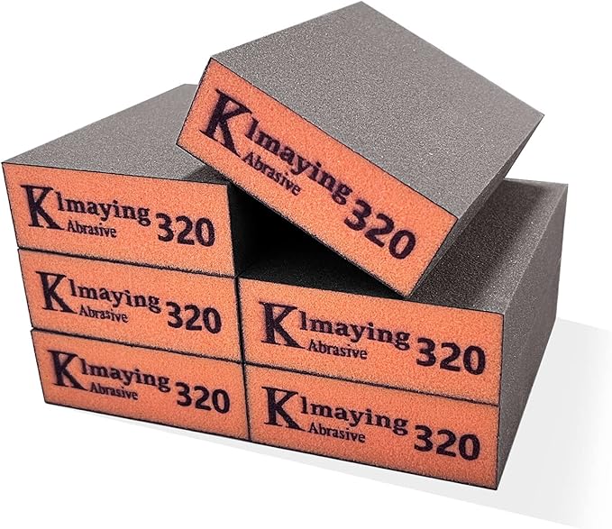 Sanding Sponge, 320 Grit Assortment Sanding Block, Wet and Dry Dual-use Sander Sponges for Drywall Metal, Sandpaper Sponge for Wood, Washable and Reusable