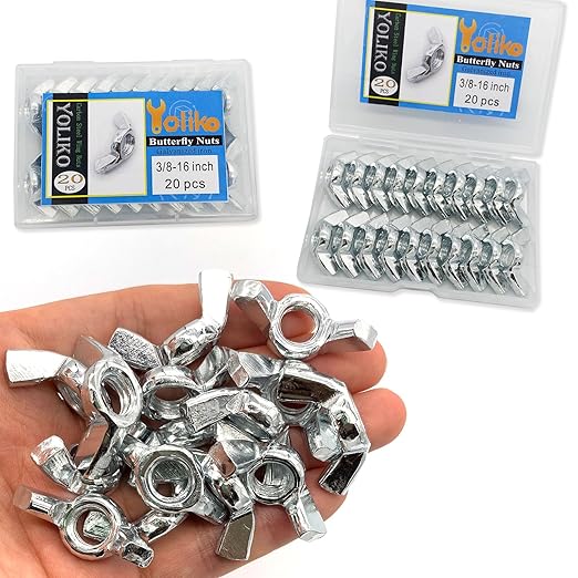 20 PCS 3/8-16 Inch Wingnuts, Quality Carbon Steel Wing Nuts Zinc Plated Fasteners Parts Butterfly Nut, Hand Twist Tighten Hardware Nuts Butterfly Wing-Nut 3/8-16??Assorted Kit