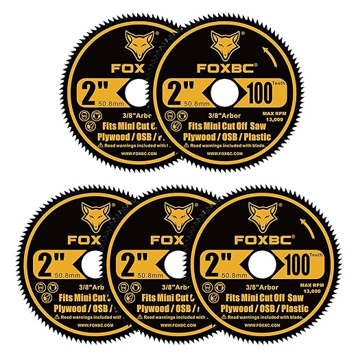 FOXBC 2 Inch HSS Saw Blade 100T for Mini High Speed Miter Cut Off Saw with 3/8" Arbor- 5 Pack