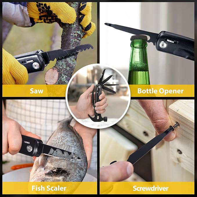 Stocking Stuffers Gifts for Men 12 in 1 Hammer Multitool, Mens Gifts for Christmas, Anniversary Birthday Gifts for Men Dad Husband Him Grandpa, White Elephant Gifts for Adults, Cool Gadgets Tools