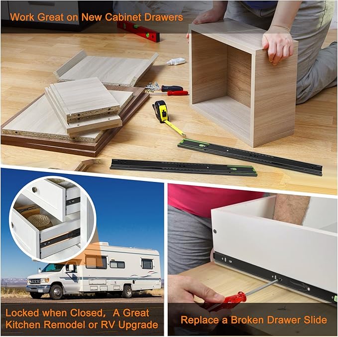 10 Pairs | Soft Close Drawer Slides 20 inch, HBL??Heavy Duty Cabinet Drawer Slides Replacement - Ball Bearing Full Extension, 200 LB Capacity, Made of Cold-Rolled Steel, Rust-Resistant & Long-Lasting.