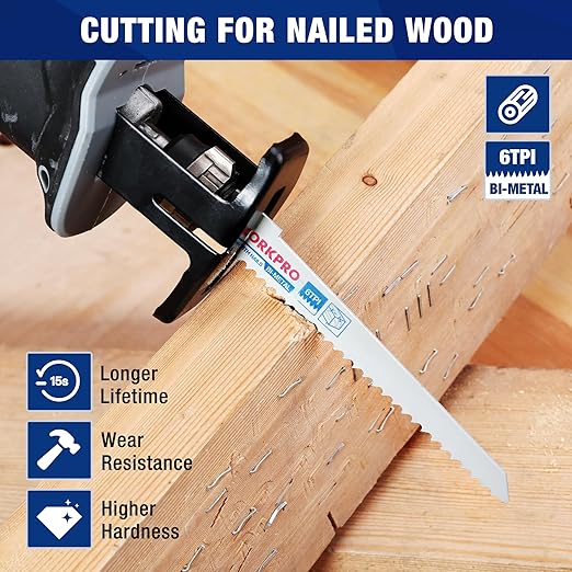 WORKPRO 10-Piece Reciprocating Saw Blade Set, BIM Saw Blades for Metal/Nailed Wood Cutting, Organizer Case Included