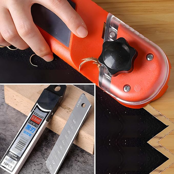 Wood Planer Chamfer Plane | Hand Planer for Woodworking | Plasterboard V Chamfer Tool | 45° Bevel Edge Trimming | 10 Blades Included
