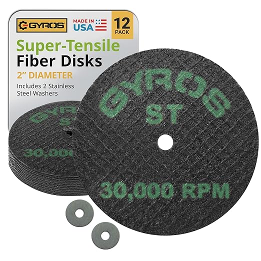 GYROS Cut-Off Wheels for Rotary Tools ??2??Super-Tensile Fiberglass Reinforced, 12-Pack | Designed for Stainless Steel, Titanium, Nickel, Carbon & Chrome Alloys | Made in USA 11-42002/12
