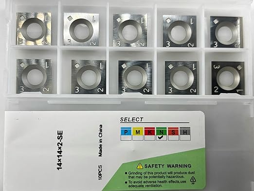 14mm Square Carbide Inserts for Woodturning & Planers | 14x14x2mm Replacement Blades Fits Spiral/Helical Cutter Heads, Wood Lathe Tools | 10pcs
