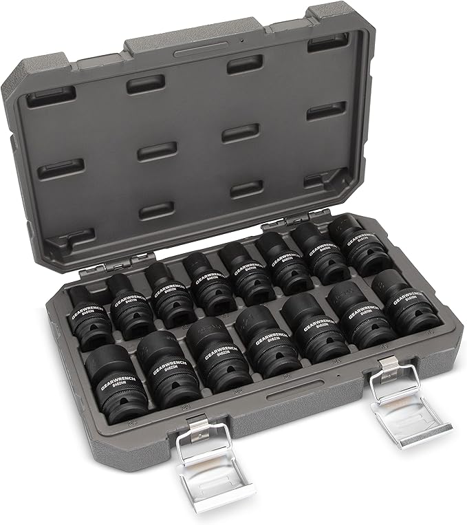 GEARWRENCH 1/2-Inch 6 Point Metric Universal Impact Socket Set (15 Piece) - 84939N