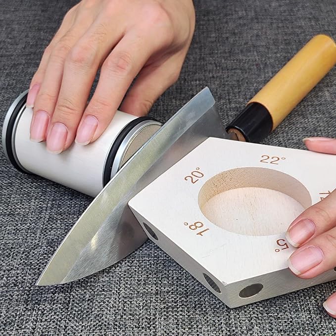 White Rolling Knife Sharpener, Professional Rolling Knife Sharpener Kit with 5 Magnetic Angle Offer 12/15/18/20/22째 for Kitchen Knives (SET-A)