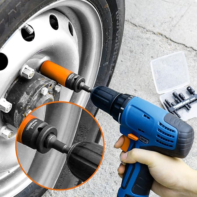 THINKWORK Impact Socket Adapter Set, 1/4" 3/8" 1/2" Drill Socket Adapter Set with 1/4" Hex Shank for Impact Power Driver, Cordless Drill & Screwdriver