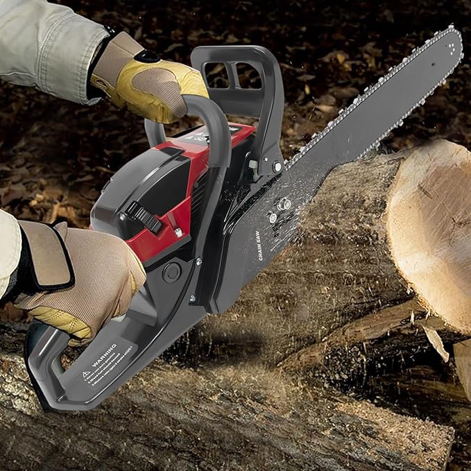58CC 20 Inch Gas Chainsaw, 3.2HP 2 Stroke Top Handle Gasoline Powered Chain Saw with Guide Bar for Tree Wood Cutting, Portable Gas Chain Saws for Garden Pruning, Forest Logging