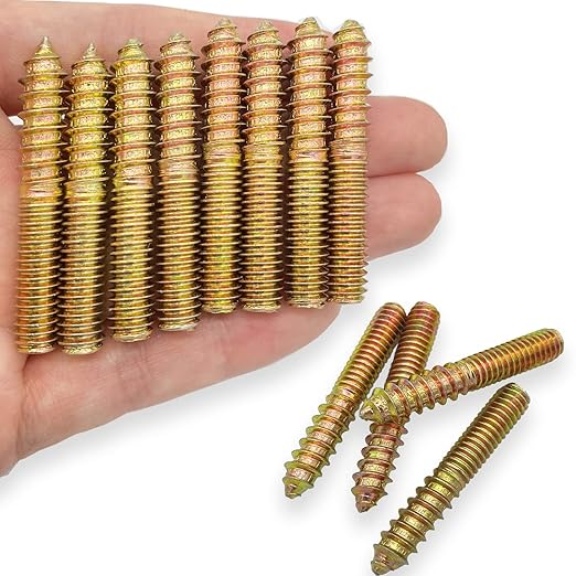12 Pack 5/16-18x2 Inch Hanger Bolts 5/16-18'' Double Headed 5/16 Wood Dowel Screw Self-Tapping for Furniture Screws Threaded Rods Bolt 50mm Length, (YLK2022060703)