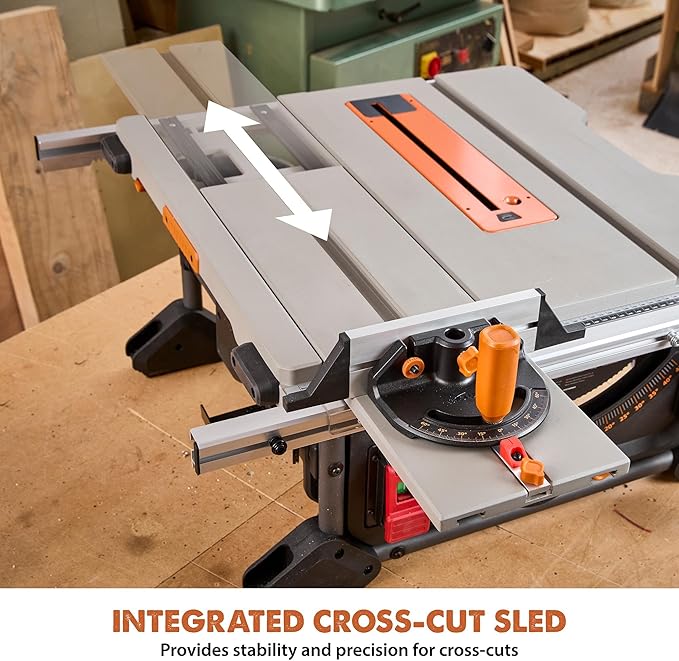 Evolution R10TS 10" Jobsite Table Saw | 15A Powerful Motor | Multi-Material Cutting | 10" TCT Blade | 26” Rip Capacity | 3-3/8” Cut Depth | 0-45º Bevel | Precision Fence | Portable & Heavy-Duty