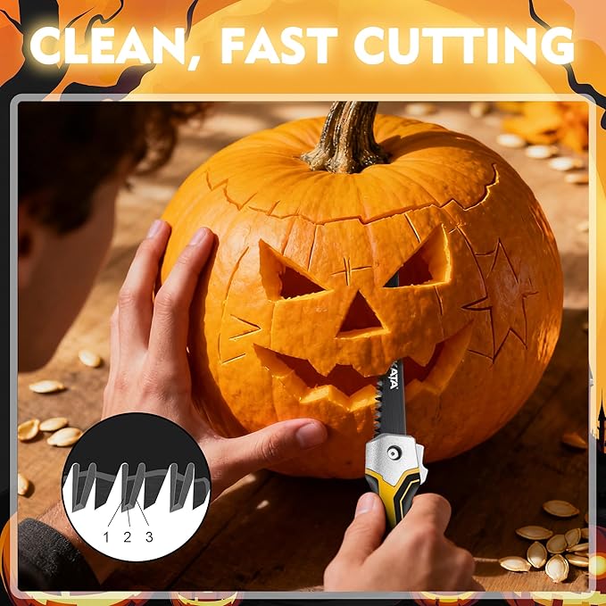 KATA Folding Jab Drywall Saw - Compact Hand Saw, Keyhole Sheetrock Opener with Soft Handle, 7TPI Triple Teeth 65Mn Steel Sharp Blade Hacksaw with Canvas Bag for Wallboard, Plywood, PVC Cutting