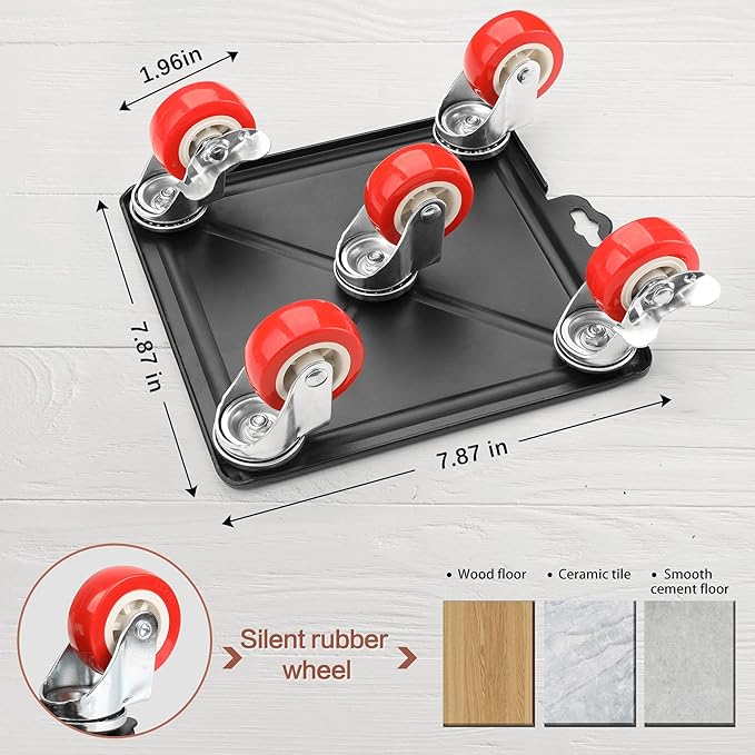4 Packs Heavy Duty Furniture Dolly with 5 Wheels Rubber Silent Furniture Lift, 3700 lbs Load Capacity, Effortless Furniture Mover Kit Made of Premium Carbon Steel（Upgrade Large）