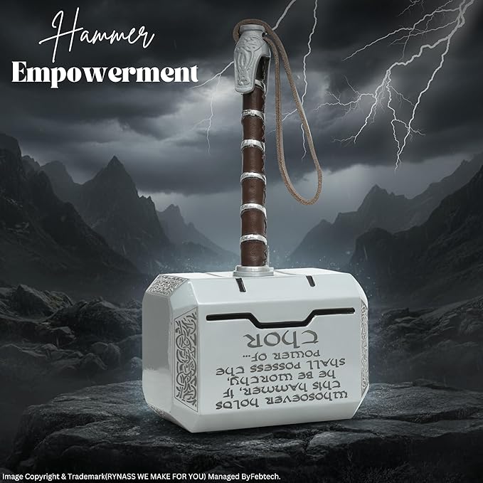 Hammer 15-Inch Metal Hammer, Full Size Adult Collectible with Handmade Leather Wrap (Silver)