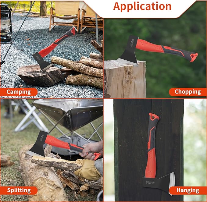 3 Piece Hammer Set, 14" Camping Axe, 680g Claw Hammer, 20oz Rubber Mallet, Hammer Set Mechanic, Rubber Mallet Set, Suitable for Family, Camping, Stakes, DIY