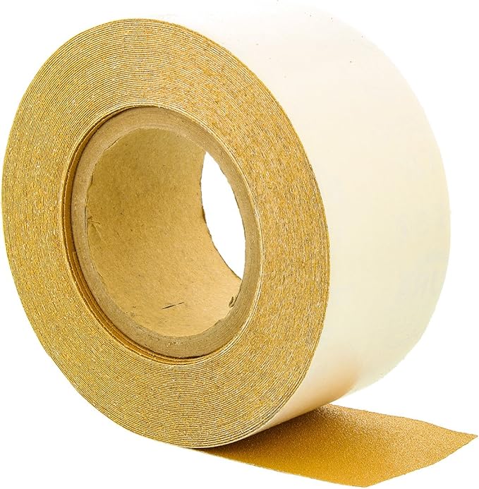 Dura-Gold Premium Gold 120 Grit PSA Longboard Sandpaper, 20 Yard Roll, 2-3/4" Wide, Self Adhesive Stickyback, Woodworking & Automotive Sandpaper Roll, Air File Sand Paper, Auto Sanding Blocks