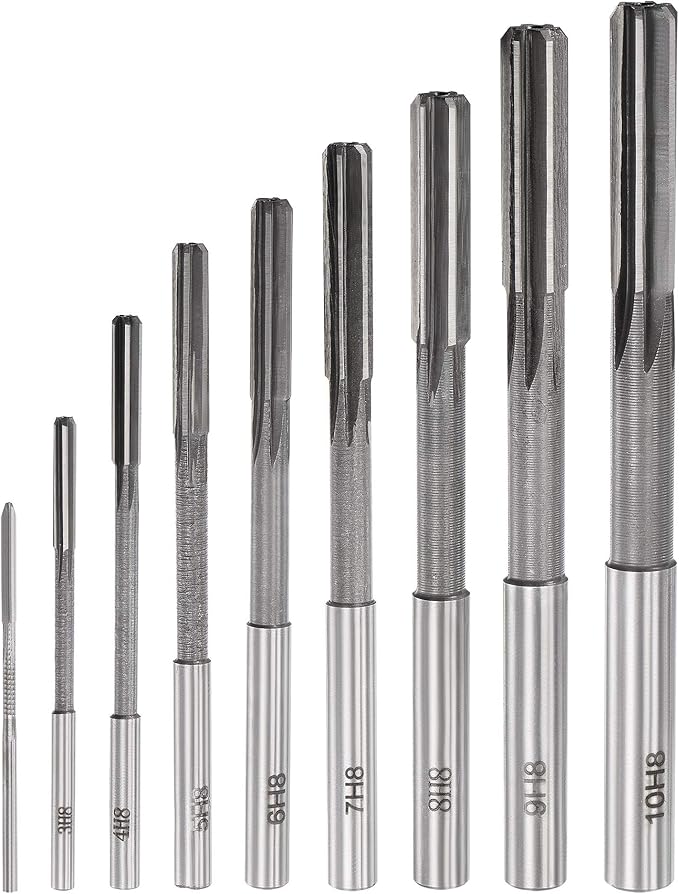uxcell Chucking Reamer Set Lathe Machine Reamer Straight Flute Milling Cutter High Speed Steel H8 Tolerance (2mm 3mm 4mm 5mm 6mm 7mm 8mm 9mm 10mm) 9pcs