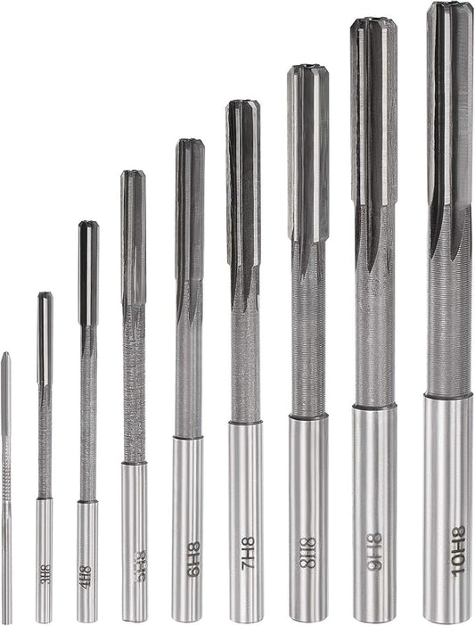 uxcell Chucking Reamer Set Lathe Machine Reamer Straight Flute Milling Cutter High Speed Steel H8 Tolerance (2mm 3mm 4mm 5mm 6mm 7mm 8mm 9mm 10mm) 9pcs