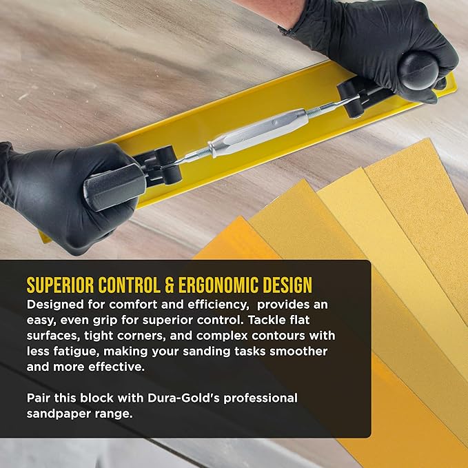 Dura-Gold Pro Series 16.5" Adjustable Radius Flex Longboard Hand Sanding Block - Hook & Loop Backing Sandpaper - Concave or Convex Shape Sander - Achieve Perfect Contours on Auto Body Shop Paint, Wood