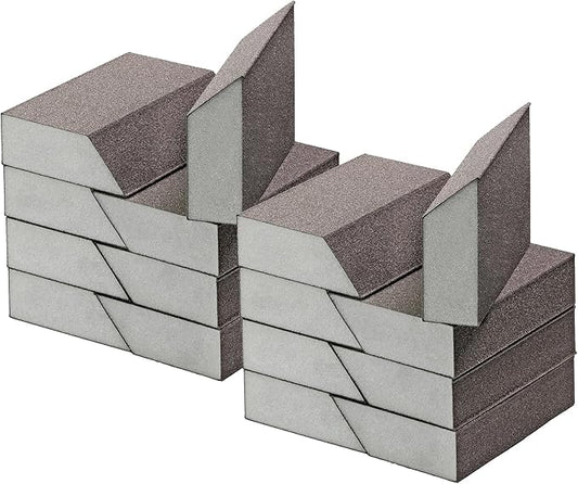 220 Grit Angled Sanding Blocks, Jamiikury Sponge Sand Block Washable and Reusable, Wet & Dry Sandpaper Block for Wood Metal Drywall and Furniture Paint - Pack of 16