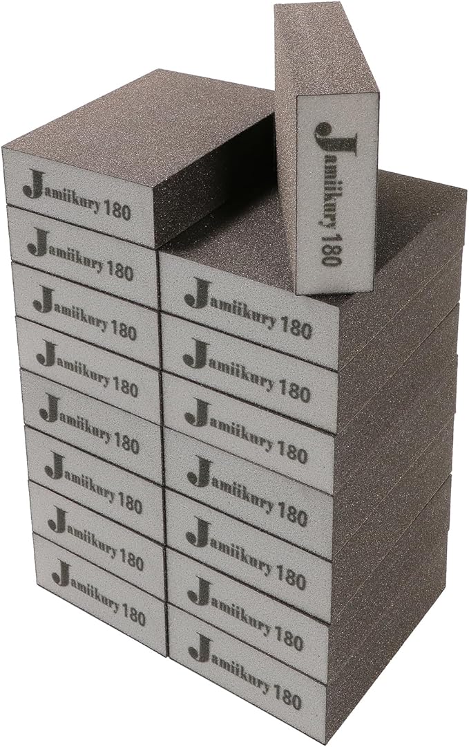 16Pcs 180 Grit Sanding Blocks, Jamiikury Fine Sanding Sponge Washable and Reusable, Wet Dry Sandpaper Sponge for Wood Metal FurniturePaint and Drywall