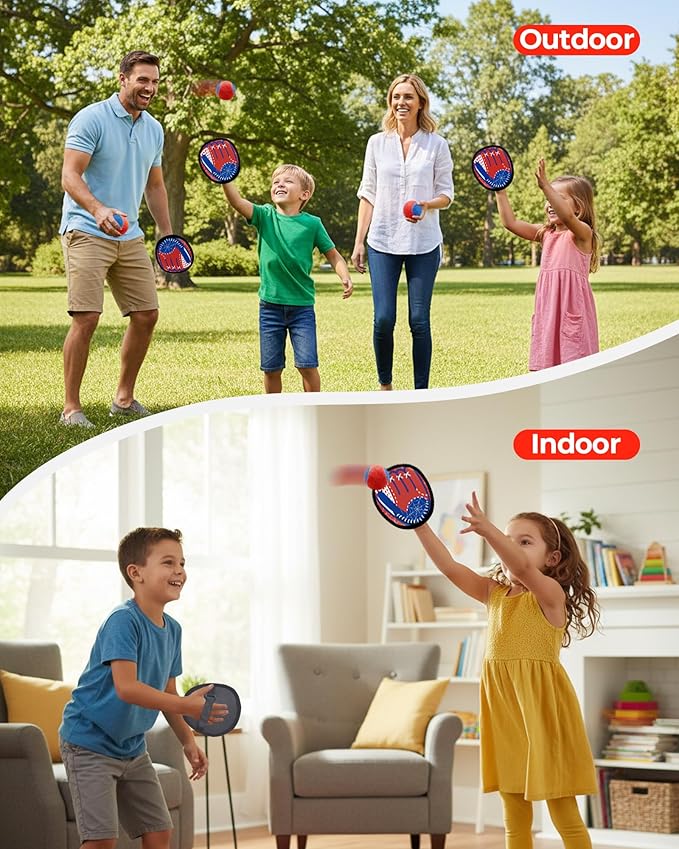 Toss and Catch Ball Game Set, Toddler Baseball Glove for Beach Pool Yard, Kids Sports & Outdoor Play Toys with Family, Fun Birthday Gift for Ages 3 4 5 6 7 8-12 Year Old Boys Girls