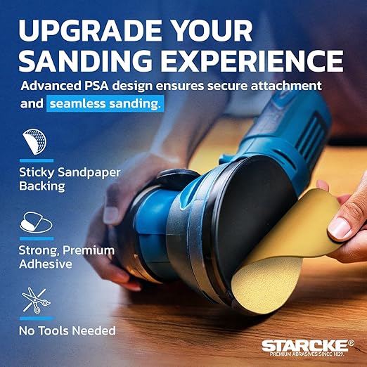 5 inch Sanding Discs 800 Grit Sandpaper Discs PSA Adhesive Sandpaper Roll No Hole - Disc Gold Round Sanding Paper, Durable Sand Paper for Wood, Auto Body, Metal, Marine Paint for Smooth Surfaces