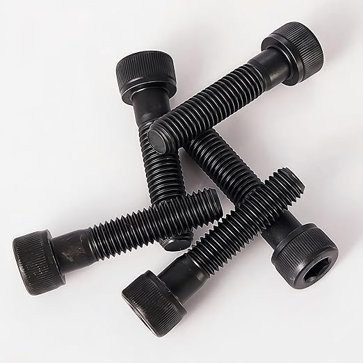 YIIFLY M12-1.75 x 55mm Socket Head Cap Screws, M12x1.75 Bolt,12.9 Grade Alloy Steel, Allen Socket Drive, Black Oxide Finish, Half Thread, Quantity 6