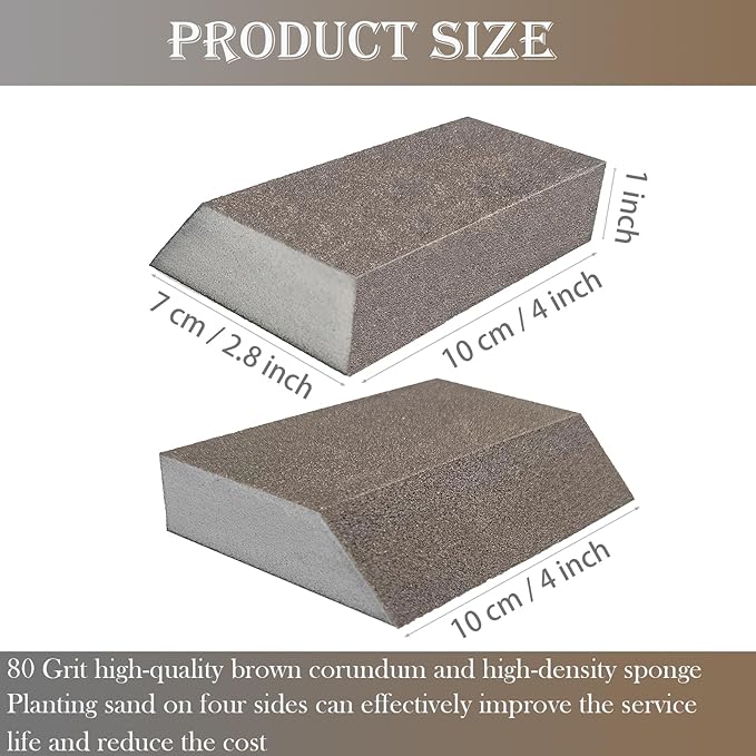 6 PCS Single Sanding Sponge Set - 80/100/120/180/220/320 Grit Sanding Blocks Assortment, Washable and Reusable
