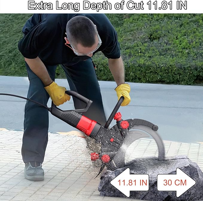 Ring Concrete Saw, Concrete Saw, 220V/8800W Concrete Cutter Saw, Brushless Electric Wall Grooving Cutting Machine Chaser, With Water Fed Dust Suppression for Slotting Brick Granite Marble Concrete Gro