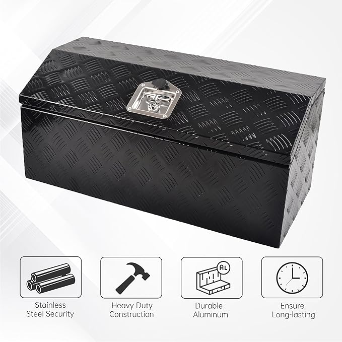 30 Inch Aluminum Truck Tool Box竊똇eavy Duty Truck Bed Tool Box Storage Organizer with T-Handle, Black (30'' x 13.2'' x 13.5'')