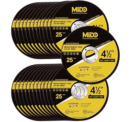4 1/2 Inch Silver Aluminum Oxide Fine Grit 60 Cut Off Wheels, 25 PCS for Angle Grinder, 4.5 x 1/16 x 7/8 Inch