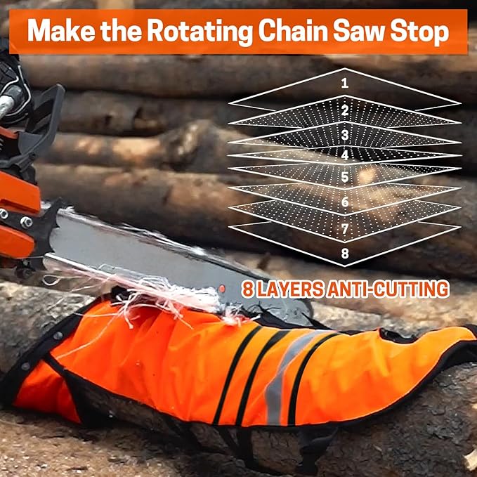 Technical Wrap Chainsaw Chaps by UL Class A 8 Layers Chainsaw Pants Apron Style Orange