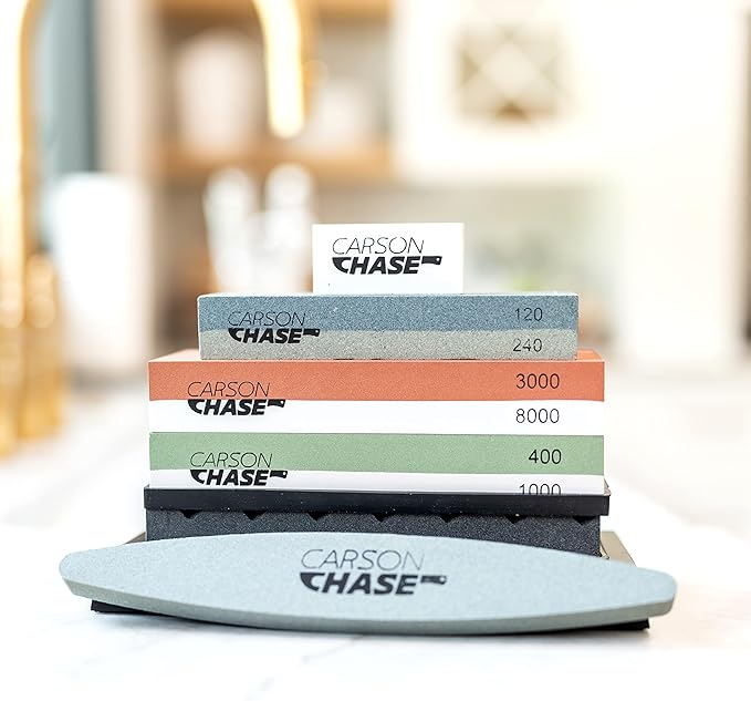 Professionally Complete Knife Sharpening Stone 15 Piece with Whetstone Bowl, Sharpener Kit for Knives, Premium 4 Side Grit Stones 400/1000 3000/8000, Honing Guide, Flattening Set, Holder, Gloves, Mat