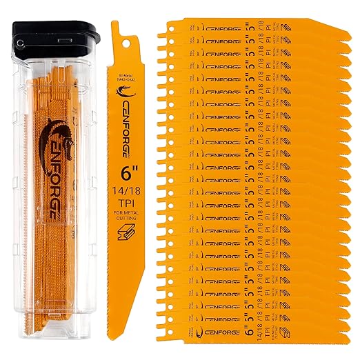 25-PC Reciprocating Saw Blades, 6 inch, 14-18 TPI, BI-Metal (M42+D6A) Material, Replace Milwaukee, Dewalt and Diablo sawzall Blade, for Sawzall Blades Metal