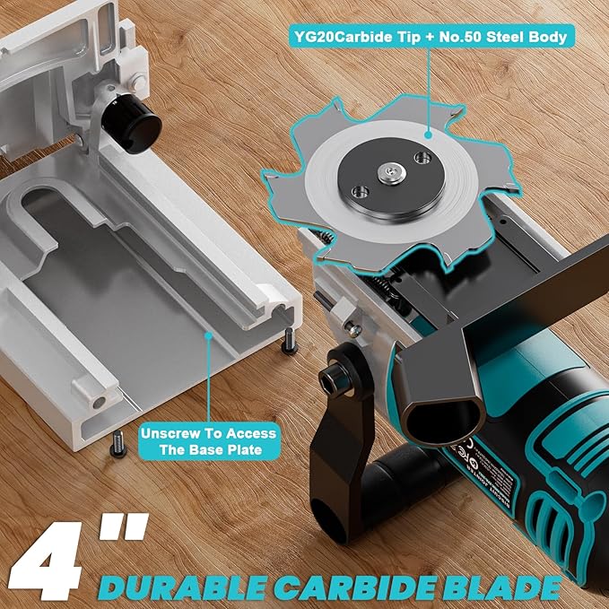 Ecarke Cordless Biscuit Joiner Compatible with Makita 18V Battery,Plate Joiner Kit with 80 wafers & Dust Bag, 11000RPM, 0-90째 Cutting, 6 Depth Settings, for Woodworking & Furniture Making-Tool Only