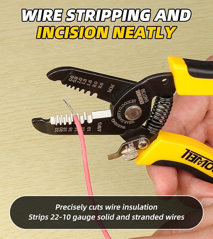 DOWELL 10-22 AWG Wire Stripper Cutter Wire Stripping Tool And Multi-Function Hand Tool竊똏rofessional Handle Design And Refined Craftsmanship.