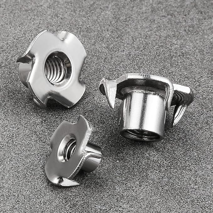 50pcs 3/8"-16 T-nut 304 Stainless Steel Four-jaw - for Home, Hotel Outdoor Threaded Insertion