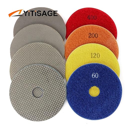 4 Inch Electroplated Diamond Grinding/Polishing Pads Sanding Granite Concrete Glass Metal Stone Grinding Disc(grit 60/120/200/400-4pcs)