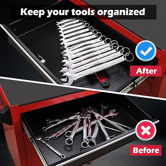 SEDY 14-Slot Magnetic Wrench Organizer Holder - Heavy-Duty Wrenchs Rack, Detachable Wrench Storage, Wall-Mounted Portable Tool Organizer for Toolbox Drawer Garages Workshops