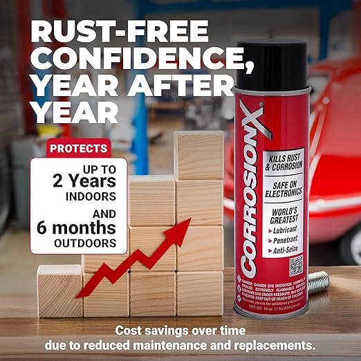 CorrosionX Rust Inhibitor, Industrial-Strength Dielectric Corrosion Prevention, Lubricant & Penetrant for Marine, Automotive, Electronics & RV Use, Protects Bolts, Cables, Engines, 4oz Trigger Spray