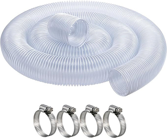 Heavy Duty Dust Collection Hose 4??- 5 ft Thicken PVC Fume Collector Hose with Spiral Steel Wire, Flexible Clear Duct Collector Hoses for Fume Debris Band Saw Jointer Wood Shop, with 4 Clamps