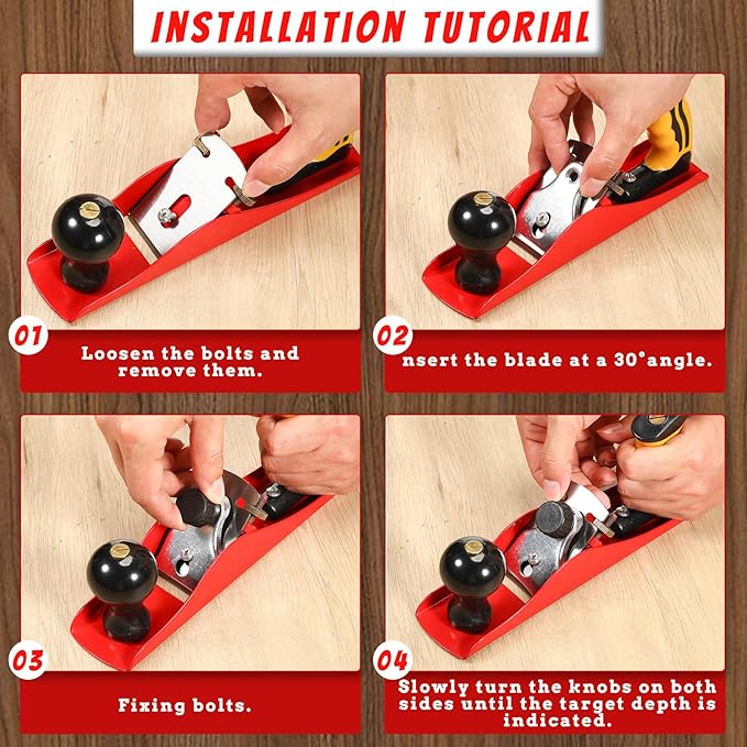 Hand Planer with 2 Inch Blade Adjustable Smoothing Wood Plane Universal Bench Plane for DIY Door Installation Woodworking Trimming
