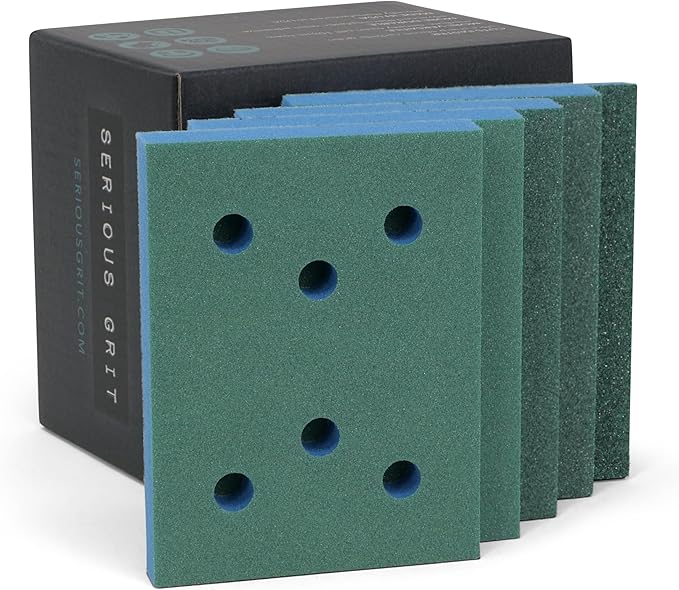 Serious Grit - 3" x 4" Foam Sanding Pads - P120-600 Assorted Finish Grit - 10mm Medium Density Foam - Hook & Loop Backing - Fits SurfPrep, Uneeda Ekasand & Mirka 3x4 Sanders ??Made in USA ??10 Pack