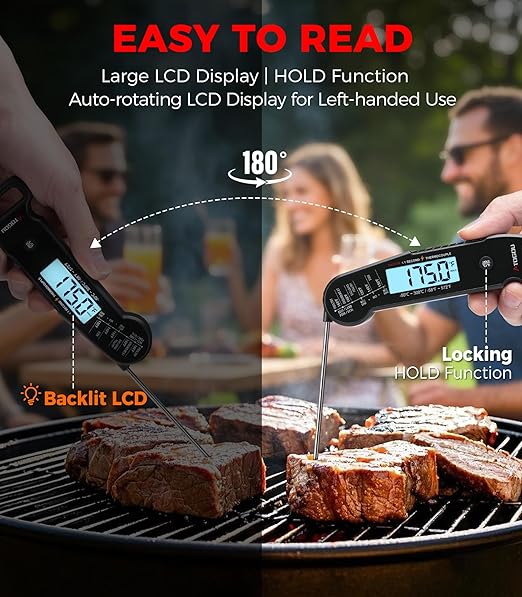 Atogou Professional Food & Meat Thermometer, 1 Sec Instant Read & 짹0.5??Accuracy, Thermocouple Sensor, IP67 Waterproof Digital Thermometer for Cooking, BBQ, Grill Gifts for Men Him Dad Birthday