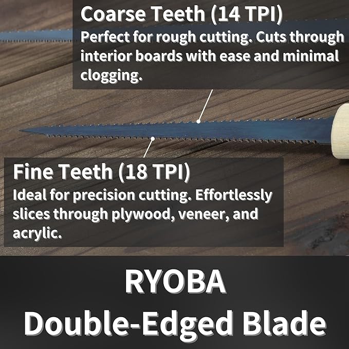 Japanese Pull Saw Woodworking Mini Keyhole Saw 4-3/4" Made in JAPAN, Ryoba Double-Edge Handsaw for Wood, Plywood, Drywall, Sheetrock, Gypsum Board, Plasterboard, Wood Handle